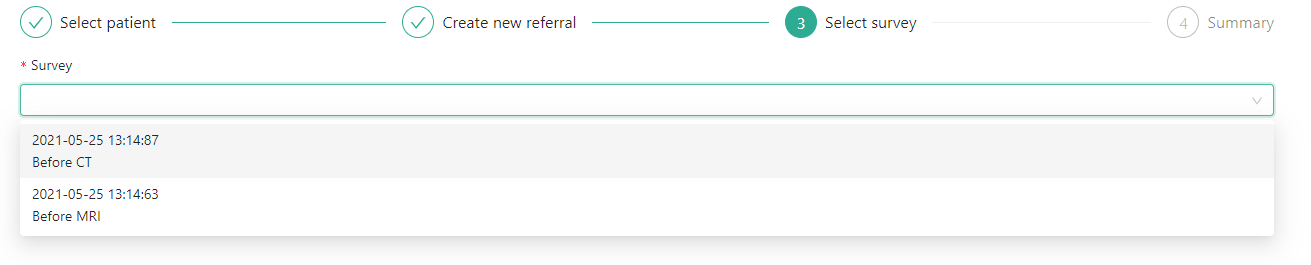 Referral survey list